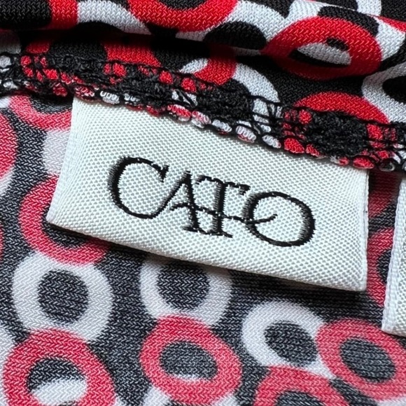 Cato Geometric Circle Print Skirt Womens Small Red Black Elastic Waist Midi Boho - Picture 4 of 10